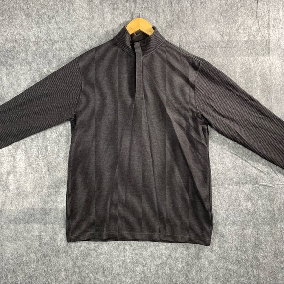 Haggar Men’s Charcoal Gray Long Sleeve Blade Collar Zip‎ Up Pullover Size M